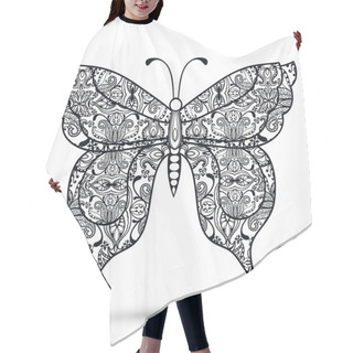 Personality  Black And White Decorative Butterfly, Hand Drawn Sketch Texture For Invitation Or Card Design. Vector Illustration Hair Cutting Cape