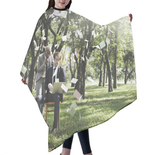 Personality  Business People Posing In Nature Hair Cutting Cape