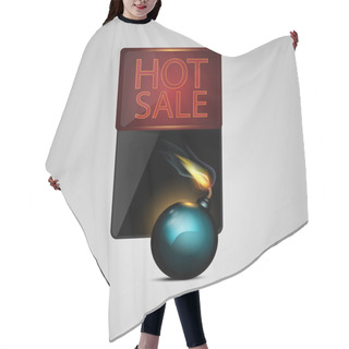Personality  Vector Black Bomb With Sale Banner Hair Cutting Cape