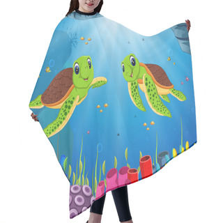 Personality  The Ocean View With The Two Green Turtle Swimming Hair Cutting Cape