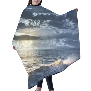 Personality  Stormy Sea At Night With Dramatic Sky And The Big Moon Hair Cutting Cape