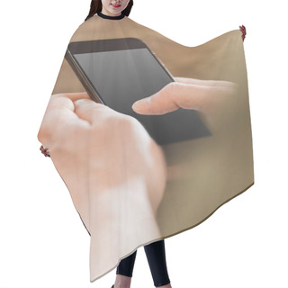 Personality  Smartphone With Blank Grey Screen Hair Cutting Cape