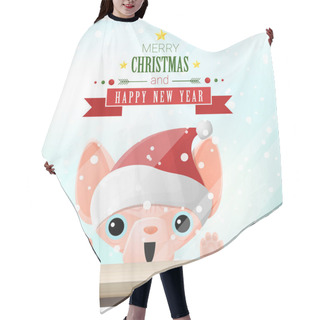 Personality  Merry Christmas And Happy New Year Background With Cat Standing Behind Window , Vector , Illustration Hair Cutting Cape
