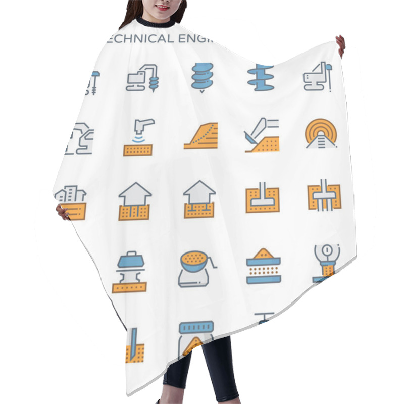 Personality  Geotechnical Engineering And Soil Testing Icon Set. Hair Cutting Cape