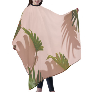 Personality  Fresh Tropical Green Leaves On Pink Background Hair Cutting Cape