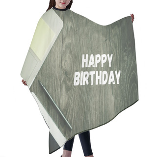 Personality  HAPPY BIRTHDAY Text On Desk Hair Cutting Cape