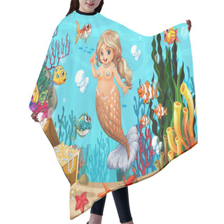 Personality  Fat Mermaid And Fish In The Sea Hair Cutting Cape