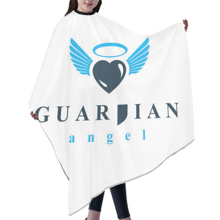 Personality  Heart Vector Graphic Illustration, Love And Freedom Metaphor Symbol. Guardian Angel Vector Abstract Emblem. Hair Cutting Cape