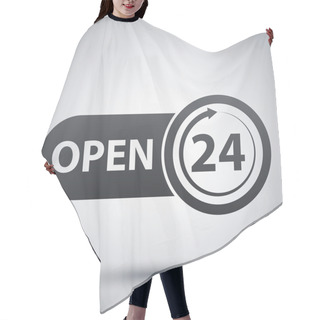 Personality  Vector Open 24 Hours Icon Hair Cutting Cape