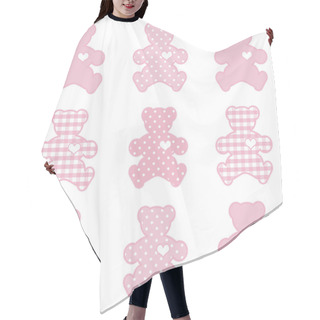 Personality  Teddy Bears In Gingham Check And Polka Dot Patchwork, Pastel Pink Hair Cutting Cape