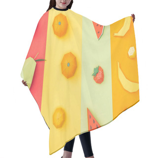 Personality  Top View Of Various Handmade Origami Fruits On Multicolored Paper Stripes Hair Cutting Cape