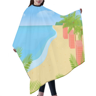 Personality  Landscape With The Sea Coast And Palm Trees. Hair Cutting Cape