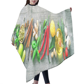 Personality  Fresh Aromatic Herbs And Spices For Cooking Hair Cutting Cape