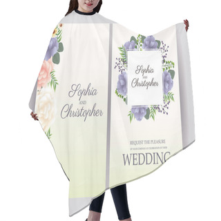 Personality  Wedding Invitation With Squares Floral Frames Hair Cutting Cape