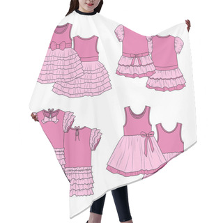 Personality  Kids Dresses. Sketch. Pink Hair Cutting Cape