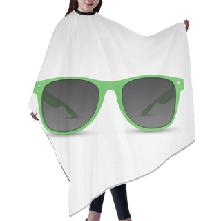 Personality  Green Sunglasses On White Hair Cutting Cape