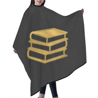 Personality  Books Stack Of Three Gold Plated Metalic Icon Or Logo Vector Hair Cutting Cape