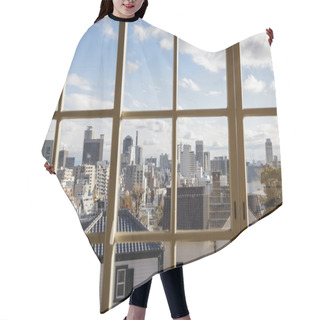 Personality  City View Through Window With Blue Sky And Cloud Hair Cutting Cape