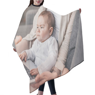 Personality  Little Boy Exploring Laptop  Hair Cutting Cape