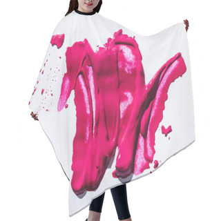Personality  Top View Of Pink Lipstick Brushstrokes On White Background Hair Cutting Cape