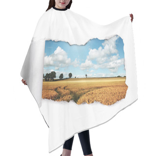 Personality  Torn Paper Over A Summer Wheat Field Landscape Hair Cutting Cape