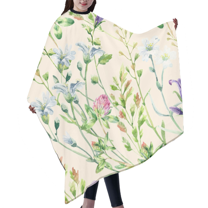 Personality  Watercolor Wild Flowers Seamless Pattern. Hair Cutting Cape