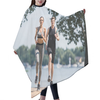 Personality  Sportive Couple Jogging In Park Hair Cutting Cape