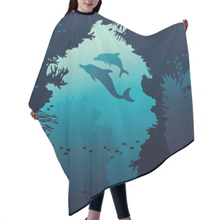 Personality  Dolphins, Nature Arch, Coral Reef And Fish. Hair Cutting Cape
