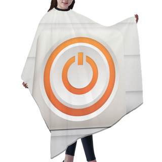 Personality  Vector Orange Power Button. Hair Cutting Cape