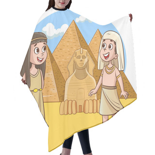 Personality  Vector Illustration Of Ancient Egyptian Boy And Girl Hair Cutting Cape