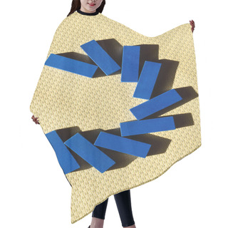 Personality  Top View Of Blue Tetragonal Blocks On Beige Textured Surface Hair Cutting Cape