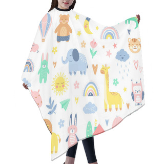 Personality  Abstract Doodles. Baby Animals Pattern Hair Cutting Cape