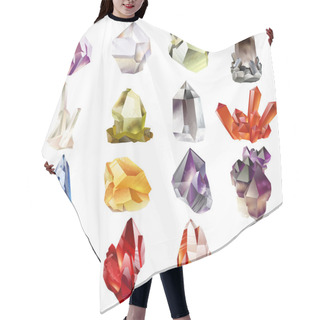 Personality  Crystals And Stones Isolated Vector Set Hair Cutting Cape