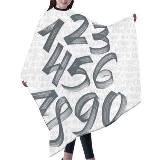 Personality  Alphabet Numbers Digital Style Hand-drawn Doodle Sketch. Hair Cutting Cape