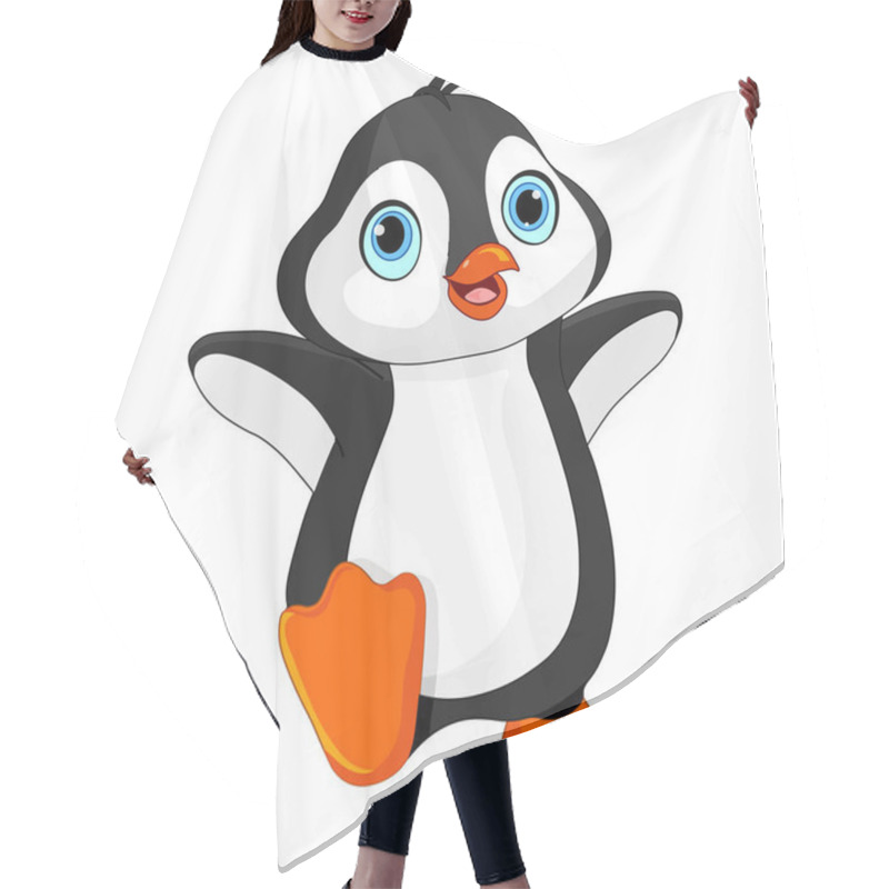Personality  Illustration Cute Penguin. Hair Cutting Cape