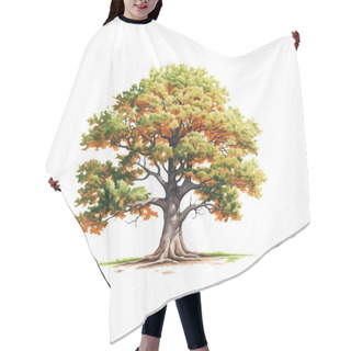 Personality  Lush Green Tree With Autumn Leaves Watercolor. Vector Illustration Design. Hair Cutting Cape