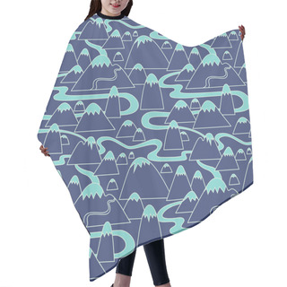 Personality  Seamless Pattern Of Mountains And Rivers. Hair Cutting Cape