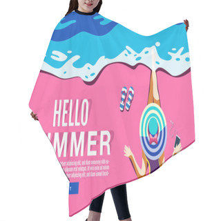 Personality  Summer Holiday, Poster , Banner, Sunshine ,Vector Illustration. Hair Cutting Cape