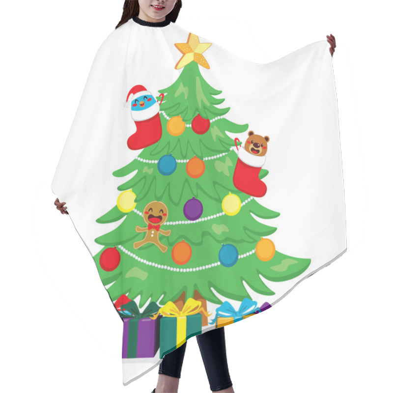 Personality  Beautiful Christmas Tree Hair Cutting Cape