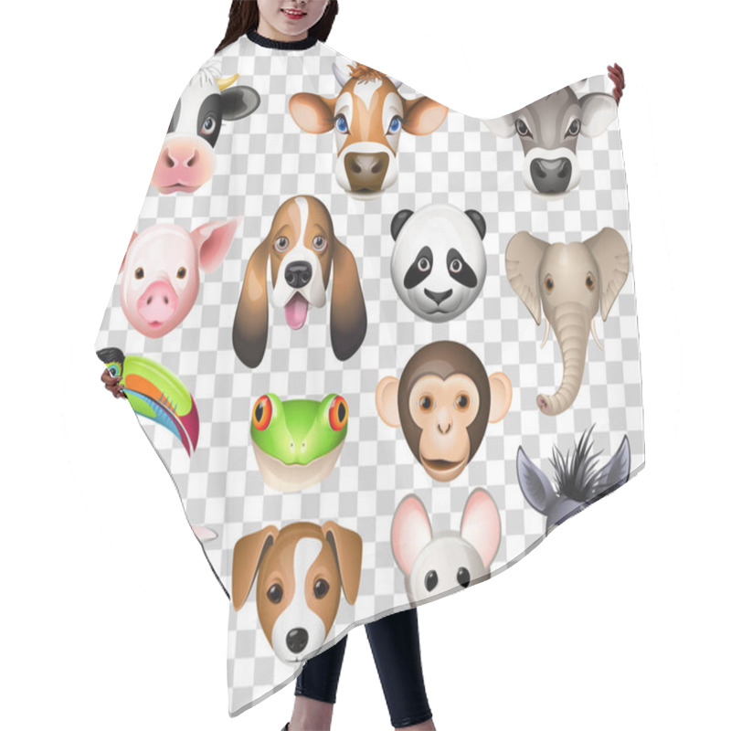 Personality  Illustration Set Of Cartoon Animals  Hair Cutting Cape