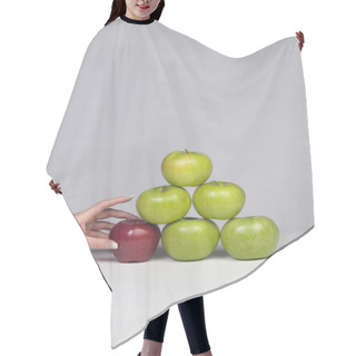 Personality  Hand Taking Apple From Stack Of Apples Hair Cutting Cape