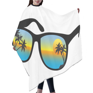 Personality  Sunglasses With Sea Sunset, Vector Hair Cutting Cape