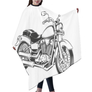 Personality  Hand-drawn Vintage Motorcycle. Classic Chopper. Hair Cutting Cape