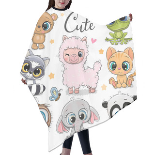 Personality  Set Of Cute Cartoon Animals On A White Background Hair Cutting Cape