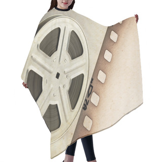 Personality  Old Motion Picture Film Reel With Film Strip Hair Cutting Cape