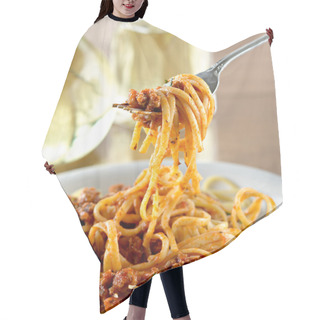 Personality  Spaghetti Hanging On A Fork At Dinner Hair Cutting Cape