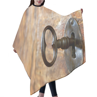 Personality  Closeup Of An Old Keyhole With Key Hair Cutting Cape