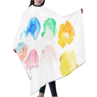 Personality  Abstract Watercolor Yellow, Green, Blue, Coral, Golden And Purple Spills Isolated On White Hair Cutting Cape