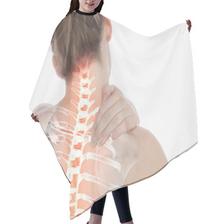 Personality  Highlighted Spine Of Woman With Neck Pain Hair Cutting Cape