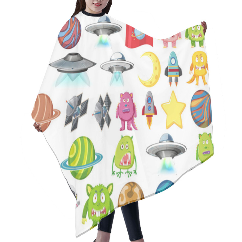Personality  Set Of Isolated Objects Theme - Astronomy Hair Cutting Cape